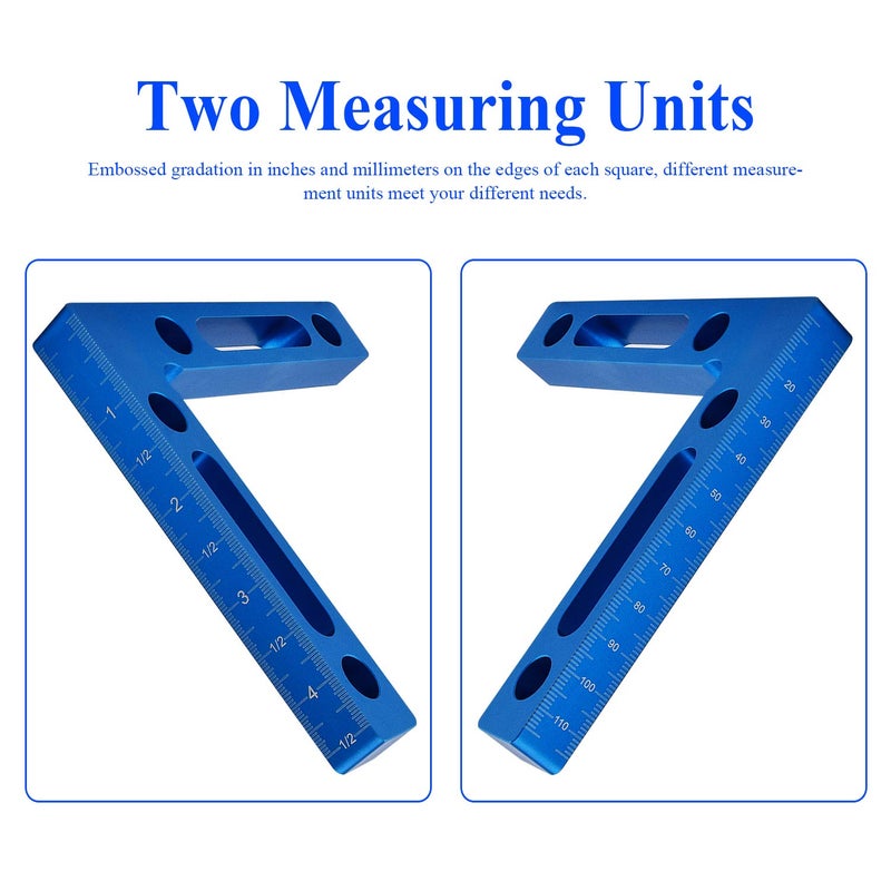 Mocoum Aluminium Alloy 90 Degree Positioning Squares 4.7" x 4.7"(12x12cm) Right Angle Clamps Woodworking Carpenter Tool Corner Clamping Square for Picture Frame Box Cabinets Drawers - Image 2
